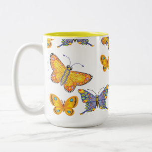 Bicolor Taza de café de mariposas