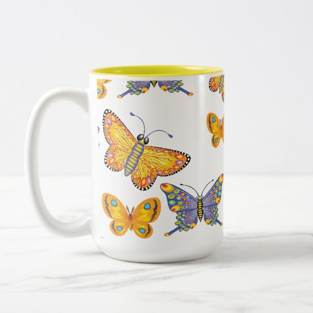 Bicolor Taza de café de mariposas (Izquierda)