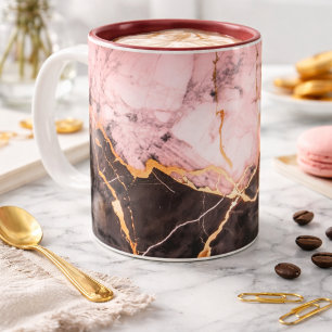 Bicolor Taza de café de mármol blanco y dorado de lujo