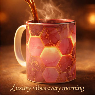 Bicolor Taza de café de mármol rosa de lujo y dorado – Ae
