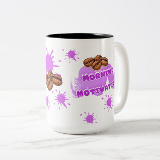 Bicolor Taza de café de motivación matutina | Café morado