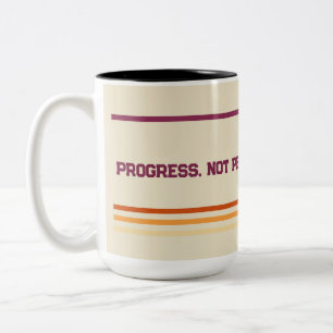 Bicolor Taza de café de motivación retro - Progreso, no pe