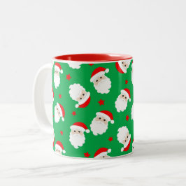 Bicolor Taza de café de Navidad con caras de Papá Noel