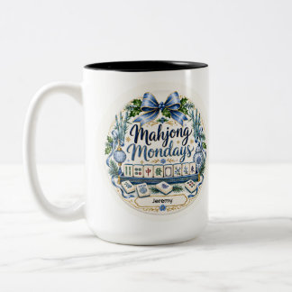 Bicolor Taza de café de Navidad personalizada de Mahjong
