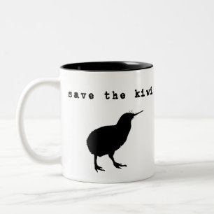 Bicolor Taza de café de Nueva Zelanda Salva el Kiwi