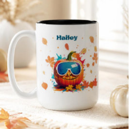 Bicolor Taza de café de otoño de 15 oz, Calabaza genial co