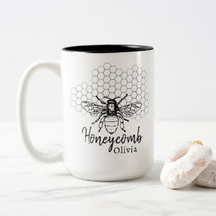 Bicolor Taza de café de panal personalizada