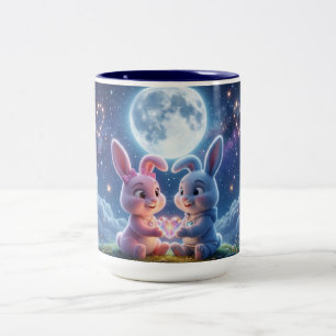 Bicolor Taza de café de pareja de conejos lindos - Milo &