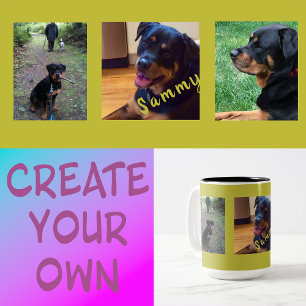 Bicolor Taza De Café De Regalo De 3 Fotos Personalizadas