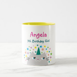 Bicolor Taza de café de regalo para niña en su quinto cump