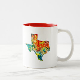 Bicolor Taza de café de Tejas de la acuarela