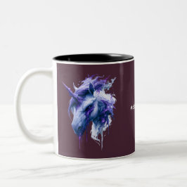 Bicolor Taza de café de unicornio de fantasía oscura
