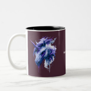 Bicolor Taza de café de unicornio de fantasía oscura