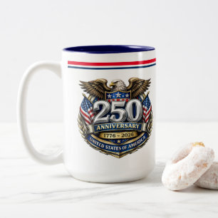 Bicolor Taza de café del 250 aniversario de EE. UU.