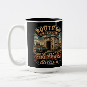 Bicolor Taza de café del centenario de la ruta 66 de la cá