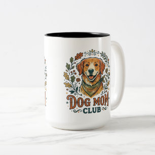 Bicolor Taza de café del club de mamá de perro lindo
