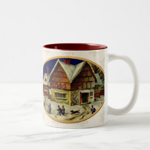 Bicolor Taza de café del día de fiesta de la escena del