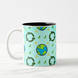 Bicolor Taza de café del Día de la Tierra feliz