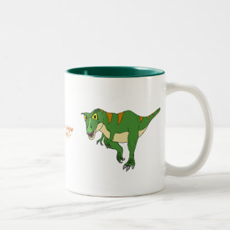 Bicolor Taza de café del dinosaurio T-Rex y Stegosaurus
