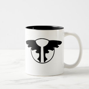 Bicolor Taza de café del emblema del grajo