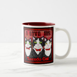 Bicolor Taza de café del gato del smoking