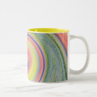 Bicolor Taza de café del giro de la sol y del arco iris