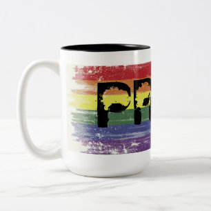 Bicolor Taza de café del Grunge del arco iris - ORGULLO