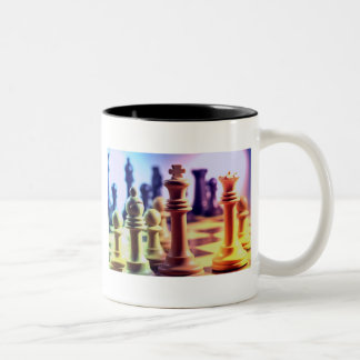 Bicolor Taza de café del juego de ajedrez
