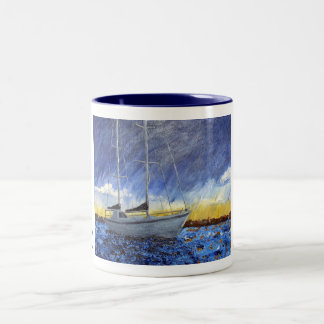 Bicolor Taza de café del lago sunset