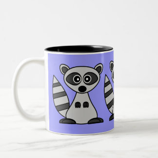 Bicolor Taza de café del mapache del dibujo animado