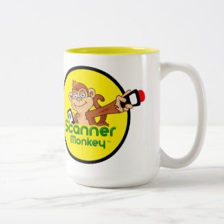 Bicolor Taza de café del mono del escáner 15 onzas -