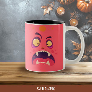 Bicolor Taza de café del monstruo conmocionado de Hallowee
