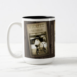 Bicolor Taza de café del oeste salvaje divertida de bull