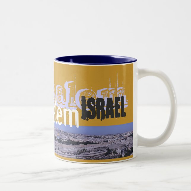 Bicolor Taza de café del panorama de Jerusalén (Derecha)