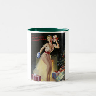 Bicolor Taza de café del Pin-para arriba del navidad