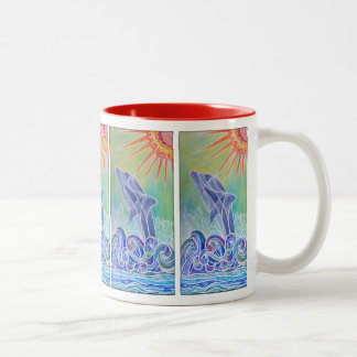 Bicolor Taza de café del placer del delfín