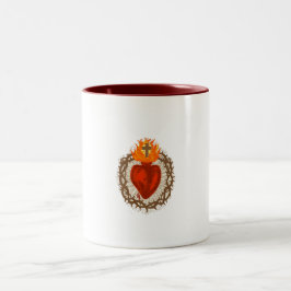 Bicolor Taza de café del Sagrado Corazón de Jesús