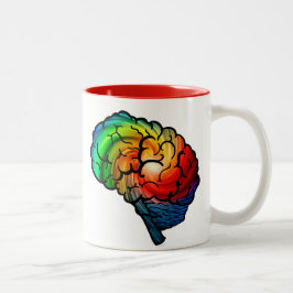 Bicolor Taza de café del unicornio del cerebro del arco