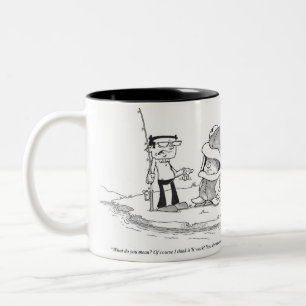 Bicolor Taza de café - dibujo animado de la pesca - traje