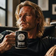 Taza de café divertida con cara de luna "Wow"