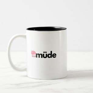 Bicolor Taza de café divertida con palabra alemana minimal