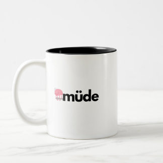 Bicolor Taza de café divertida con palabra alemana minimal