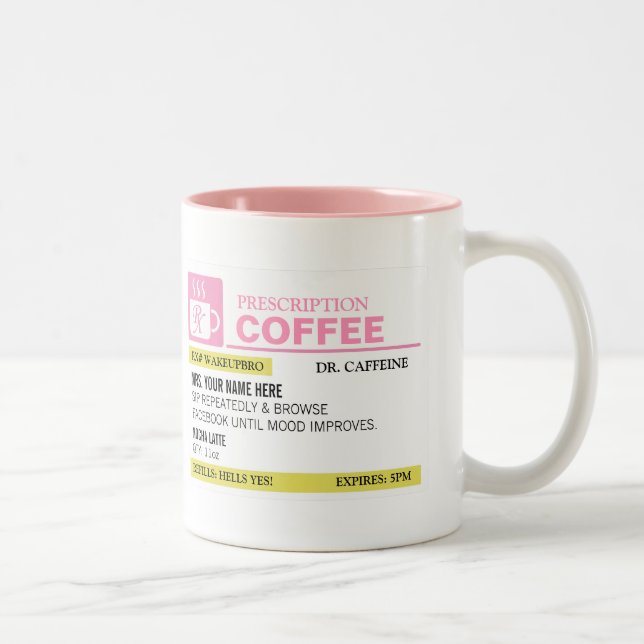 Bicolor Taza de café divertida de la prescripción (Derecha)
