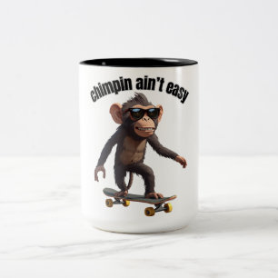 Bicolor Taza de café divertida de mono que dice 'Chimpin a
