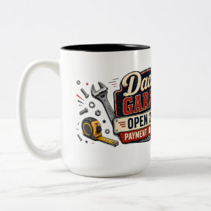 Bicolor Taza De Café Divertida 'Garaje De Papá Abierto 24/