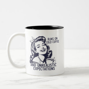 Bicolor Taza de café divertida para mamás: Maternidad sobr