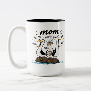 Bicolor Taza de café divertida para mamás: Maternidad sobr