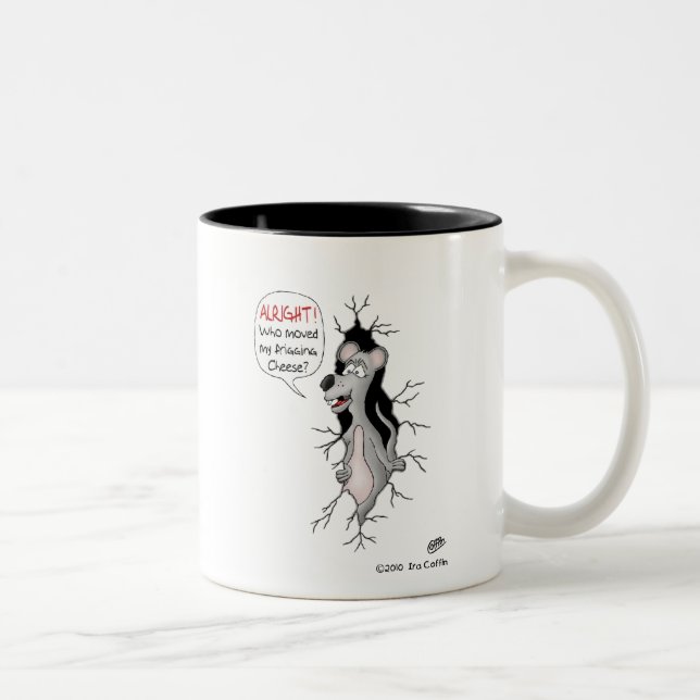 Bicolor Taza de café divertida: ¿Quién movió mi queso? (Derecha)