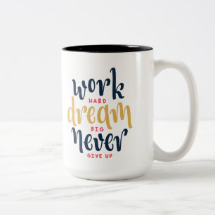 Bicolor Taza de café dura del trabajo grande ideal