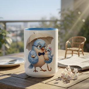 Bicolor Taza de café El papá es el refugio Pájaro del Dí
